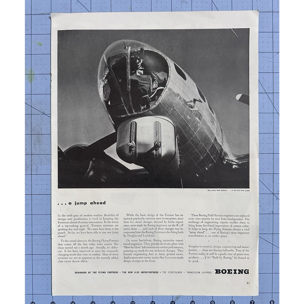 1944 Boeing WWII Vintage Magazine Ad B-17 Flying Fortress